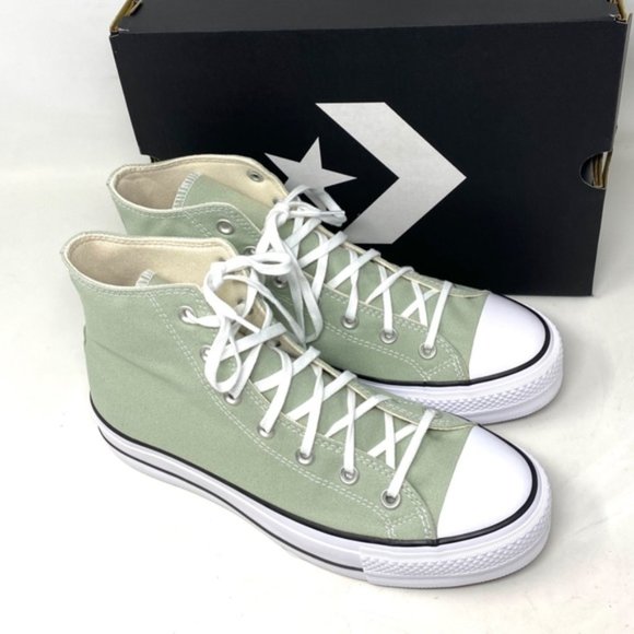 Converse Ctas Lift Platform Women's Sneakers Canvas Light Green High Top A03541C - Picture 7 of 10